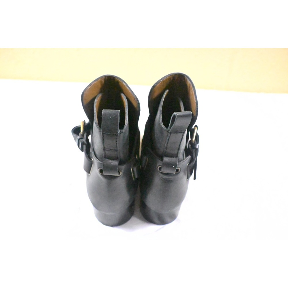 Sartore Paris Black Leather Criss Cross Strap Buckle Ankle Boots Sz 37.5 US 7.5 - Picture 12 of 12